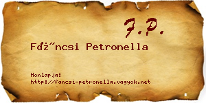 Fáncsi Petronella névjegykártya